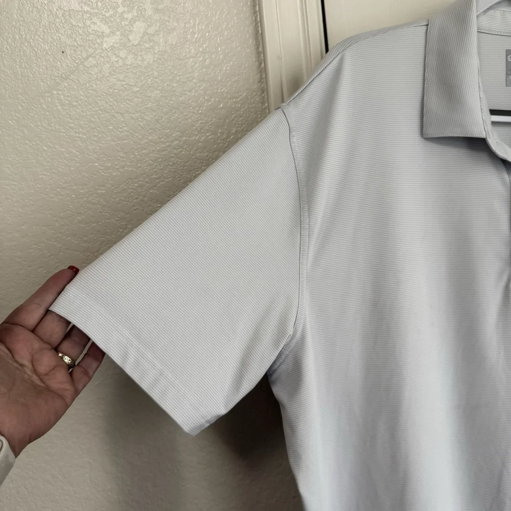 Callaway Opti Dry XL Light Blue & White Striped Performance Golf Shirt - Picture 4 of 9